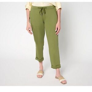 NWT Liverpool Los Angeles Tie Front Cuffed Pull On Jean in Artichoke